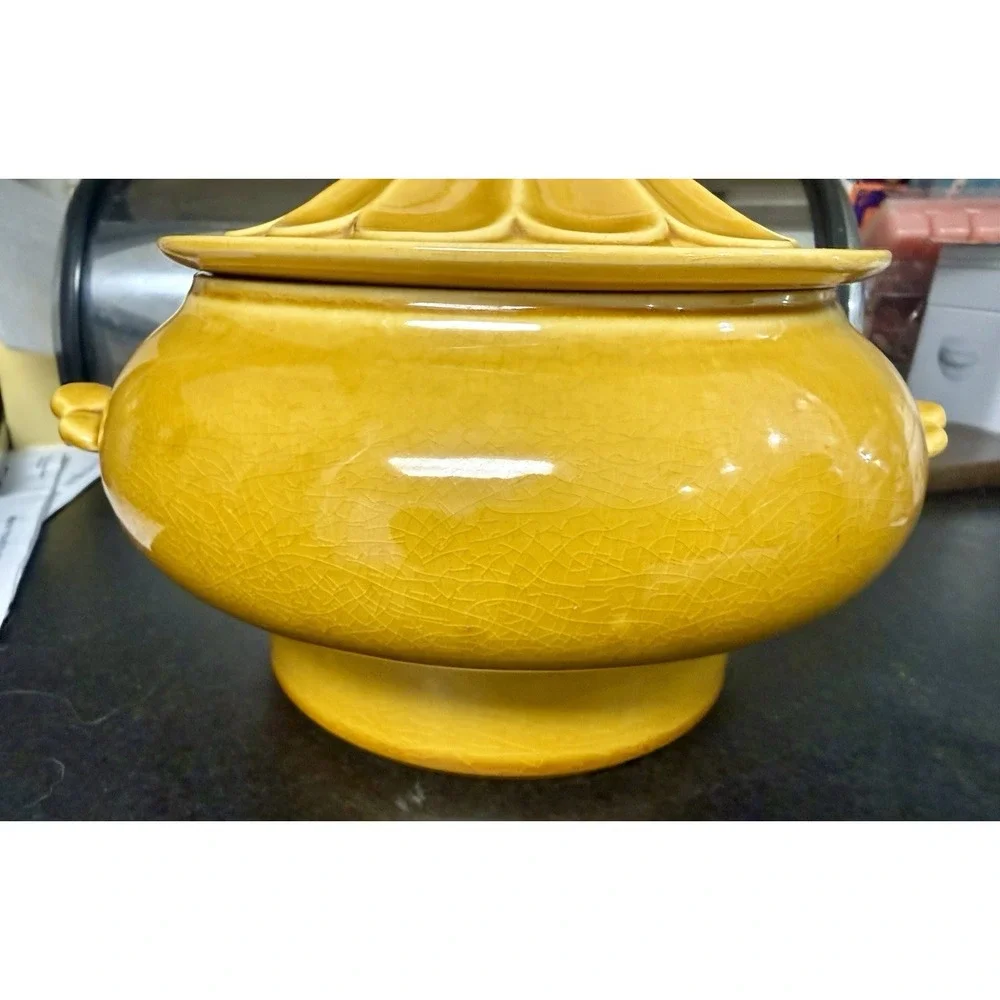 Vintage USA Pottery 620 Casserole w/ Lid, Mustard Tureen Compote Bowl Dish